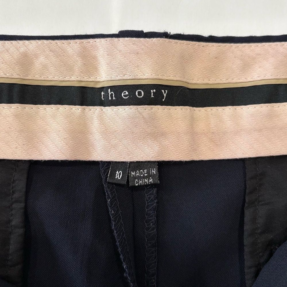 Theory Women Navy Dress Pants Size 10 Tailored Straight Office Minimalist - Picture 3 of 7